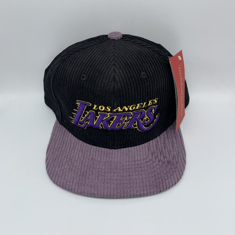 Los Angeles LA Lakers‎ Corduroy Mitchell & Ness Hat Snap Back Cap Kobe Lebron